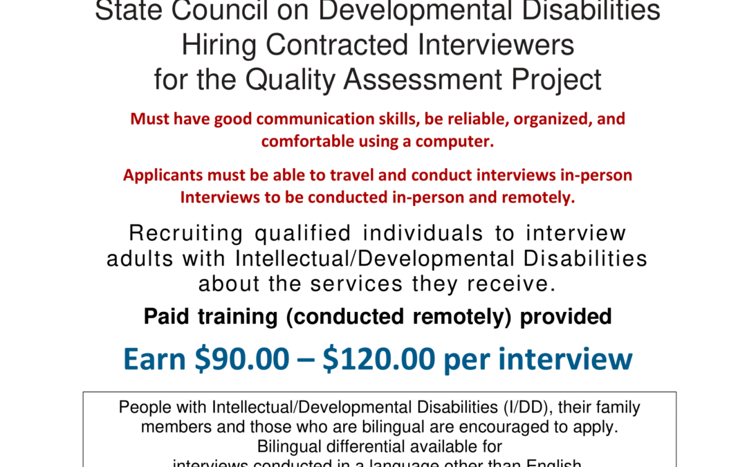 SCDD: Recruitment of Interviewers for the Quality Assessment Project