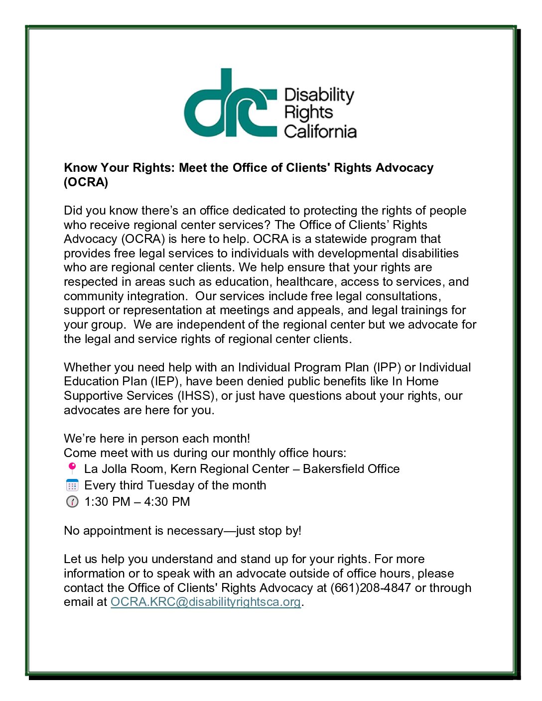 Know Your Rights: Meet the Office of Clients’ Rights Advocacy (OCRA)