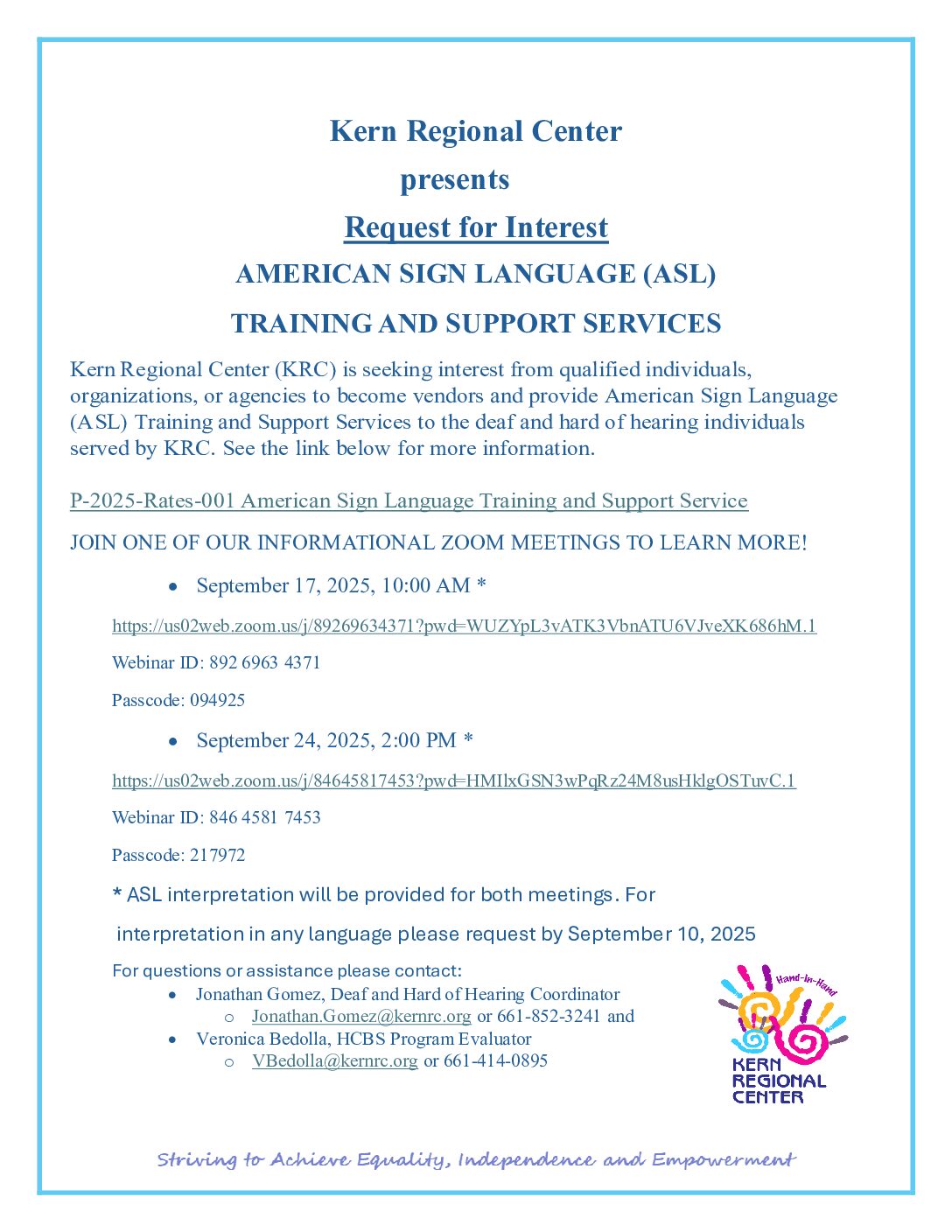 American Sign Language: Training and Support Services