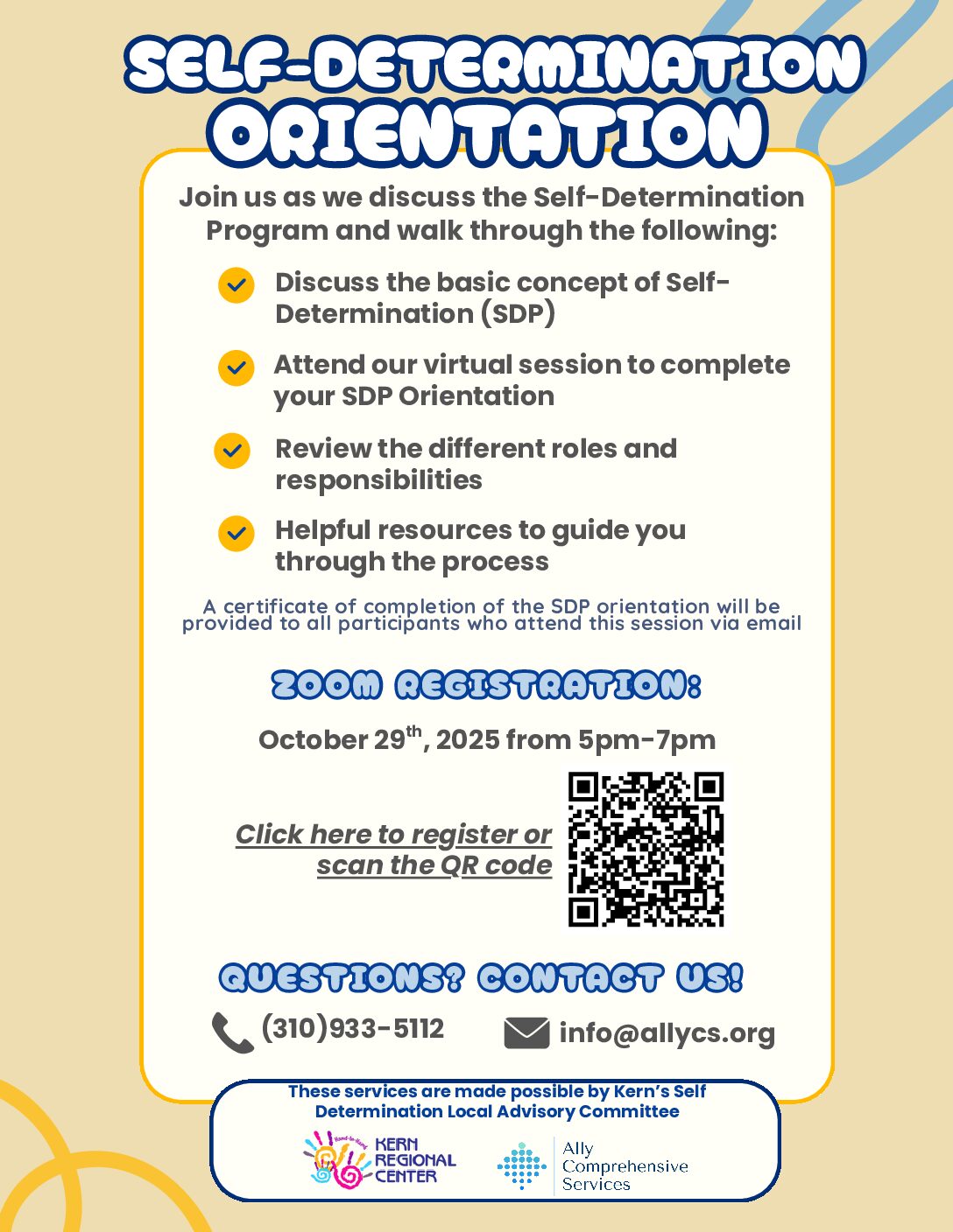 Self-Determination Program Orientation: 10/29/25
