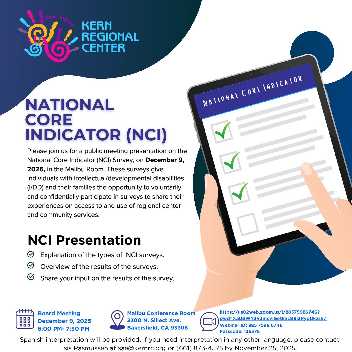 NATIONAL CORE INDICATOR (NCI) Presentation