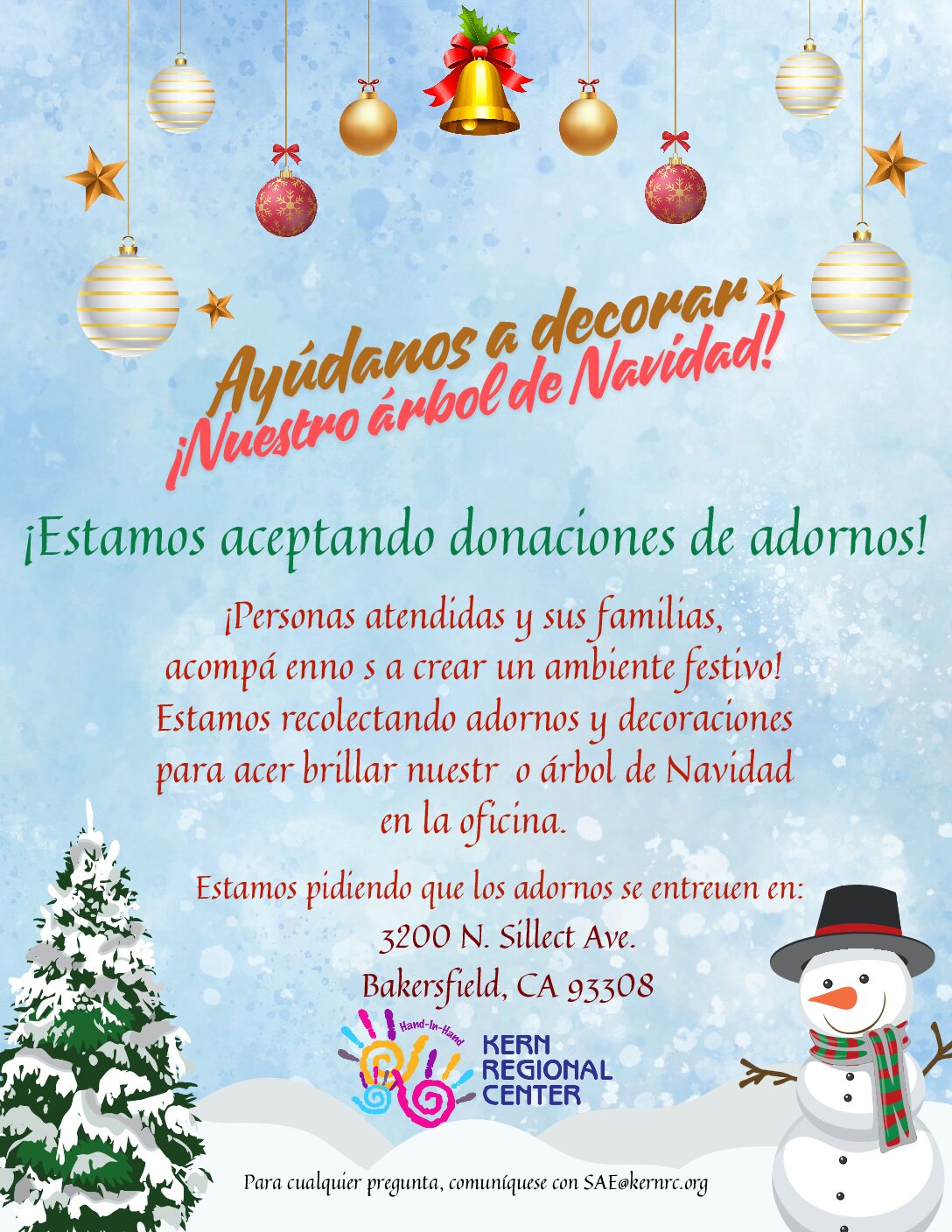 ¡Ayúdanos a Aecorar Nuestro árbol de Navidad!