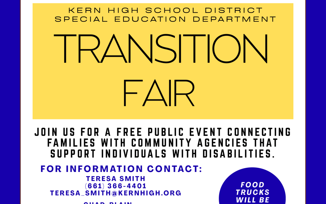 Transition Fair on April 30th from 5:30-7 PM at Del Oro High School