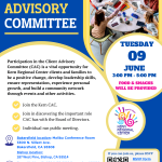 Client Advisory Committee Meeting June 09,2026 from 3:00 PM to 5:00 PM. Zoom link available. Webinar ID: 859 8459 9282 Passcode:499622